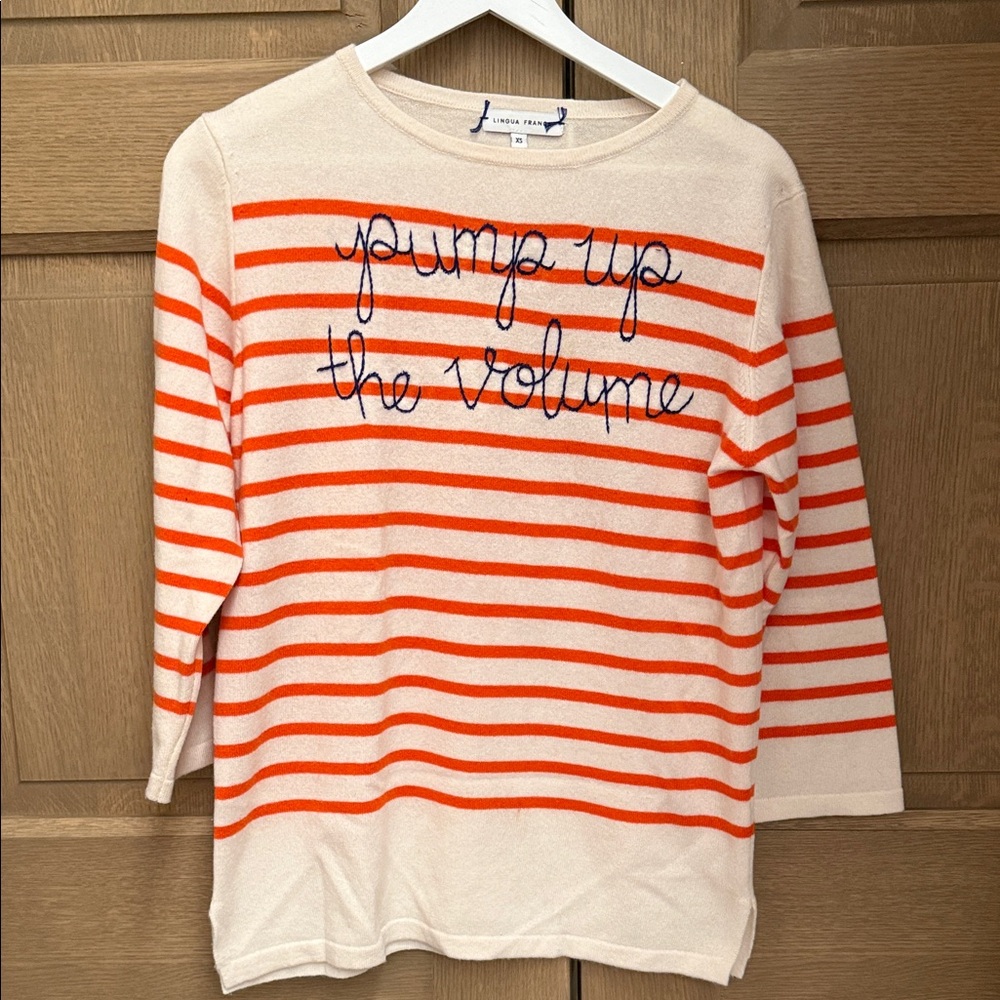 Lingua Franca 100% cashmere sweater : custom made. pump up the volume